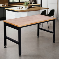 Table de travail pliante en bois d'hévéa, table à manger en bois d'hévéa, établi en bois d'hévéa pour garage