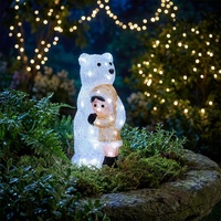 Figurine d'ours polaire en acrylique avec lumières LED blanches pour décoration extérieure de Noël, anniversaire ou maison