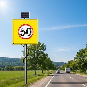 Señal de Tráfico LED con Energía Solar, Límite de Velocidad Máxima 50 km/h, 100 x 100 cm, Señal de Precaución/Advertencia/Seguridad/Parada - Product Image 3