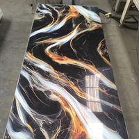 Panneau mural en PVC marbré blanc et noir, résistant aux UV, imperméable et ignifuge, imprimé en 3D, pour usage hôtelier moderne