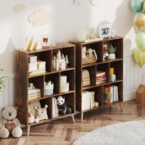 Étagère <span class=keywords><strong>à</strong></span> livres en bois rustique vintage <span class=keywords><strong>à</strong></span> 3 niveaux, 300 MOQ, avec 7 cubes de rangement <span class=keywords><strong>pour</strong></span> jouets, <span class=keywords><strong>à</strong></span> poser au sol - Product Image 4