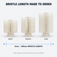 Tête de brosse cylindrique à entraînement par axe, base en plastique blanc, poils en nylon PA PP PPT, 5-200 mm, brosse sur mesure non standard