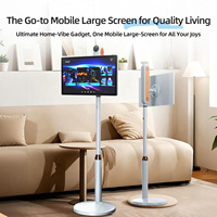 Tablette TV intelligente portable de 32 pouces avec écran tactile Android 14, alimentée par batterie, pour la diffusion en direct à domicile et la publicité