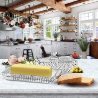Beurrier en verre cristal avec couvercle, récipient de rangement alimentaire rectangulaire transparent pour comptoir de cuisine