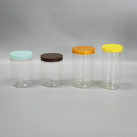 Bocal en plastique transparent épaissi à large ouverture, personnalisé avec logo imprimé, de qualité alimentaire, pour le stockage de collations et de fruits secs