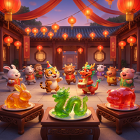 Groothandel Chinese dierenriem gummy snoepjes met herbruikbare DIY-vormpjes, dierenvormige gelei snoepjes, fruit smaak, zacht snoep voor cadeau's