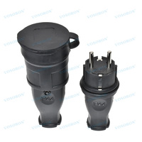 Prise industrielle mâle et femelle en caoutchouc et cuivre européenne 16A 220V-250V 2P+E IP44 étanche pour connecteur électrique