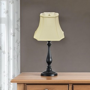 HMS 11 \ "paralume in Shantung avorio di lusso asiatico costiero lampada da interno rettangolo rovesciato cono campana in tessuto metallico in Rattan - Product Image 1