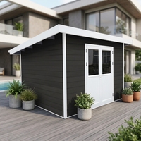 Caseta de Jardín Moderna de Madera Serie D para Uso Exterior EASYGREEN, Caseta de Herramientas WPC, Vidrio Resistente a los Rayos UV, para Apartamentos y Gimnasios
