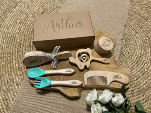 Kaiyue-Juego de Vajilla de Silicona Natural de Madera de Haya Ecológica para Recién Nacido, Mini <span class=keywords><strong>Cepillo</strong></span> de Lana con Logotipo Personalizable - Product Image 2