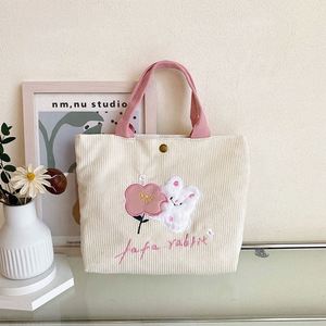กระเป๋าโท้ทผ้ากำมะหยี่แบบพับได้  ลายเรียบง่าย สั่งทำโลโก้ได้  สำหรับผู้หญิง  วัสดุผ้าแคนวาส ผ้าฝ้าย ผ้าคอร์ดูรอย - Product Image 3