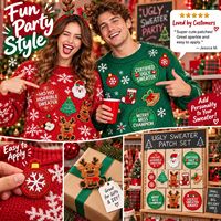 Patch brodé à coudre ou thermocollant pour pull de Noël, motif Père Noël amusant et mignon, idéal pour les fêtes de fin d'année, vente en gros