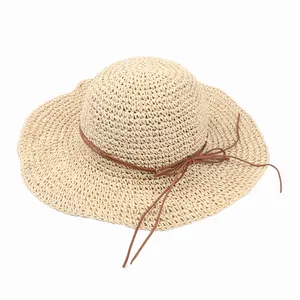 New Summer Raffia Wide Brim Straw Hat Collapsible Sun Hat For Traveling Outdoor Sunproof Women Beach Hats