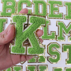 Wholesale Height 8cm Iron on <strong>Glitter</strong> Alphabet Appliques Clothing Chenille Letter <strong>Patches</strong> - Product Image 5