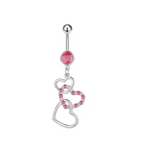 Gaby – anneaux de nombril de couleur rose, ensembles de boutons de ventre en forme de cœur, bijoux fins, piercing