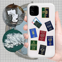 Autocollants pour téléphone portable en métal émaillé, design mignon personnalisé, fabriqués en usine, dessins animés, boissons, café, accessoires pour téléphone