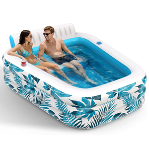 Grande <span class=keywords><strong>piscine</strong></span> gonflable en PVC d'usine avec support de gobelet de siège de dossier de 3 soupapes d'air <span class=keywords><strong>pour</strong></span> la pelouse extérieure d'arrière-cour - Product Image 1