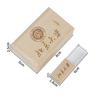 Crystal Clear Flash Drive 64GB Wooden Pen Drive LED Light Memory Stick Thumb Drive USB Wedding Photos Box Data Storage Gift