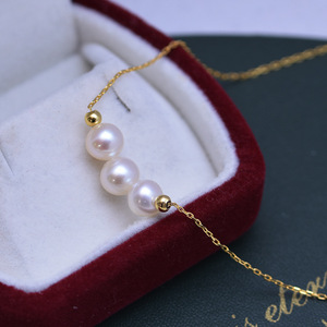Colgante de Perla Redonda de Agua Dulce Blanca de 6-7 mm, con Luz Intensa y Casi Sin Defectos, con Collar de Plata S925 para Mujer - Product Image 3