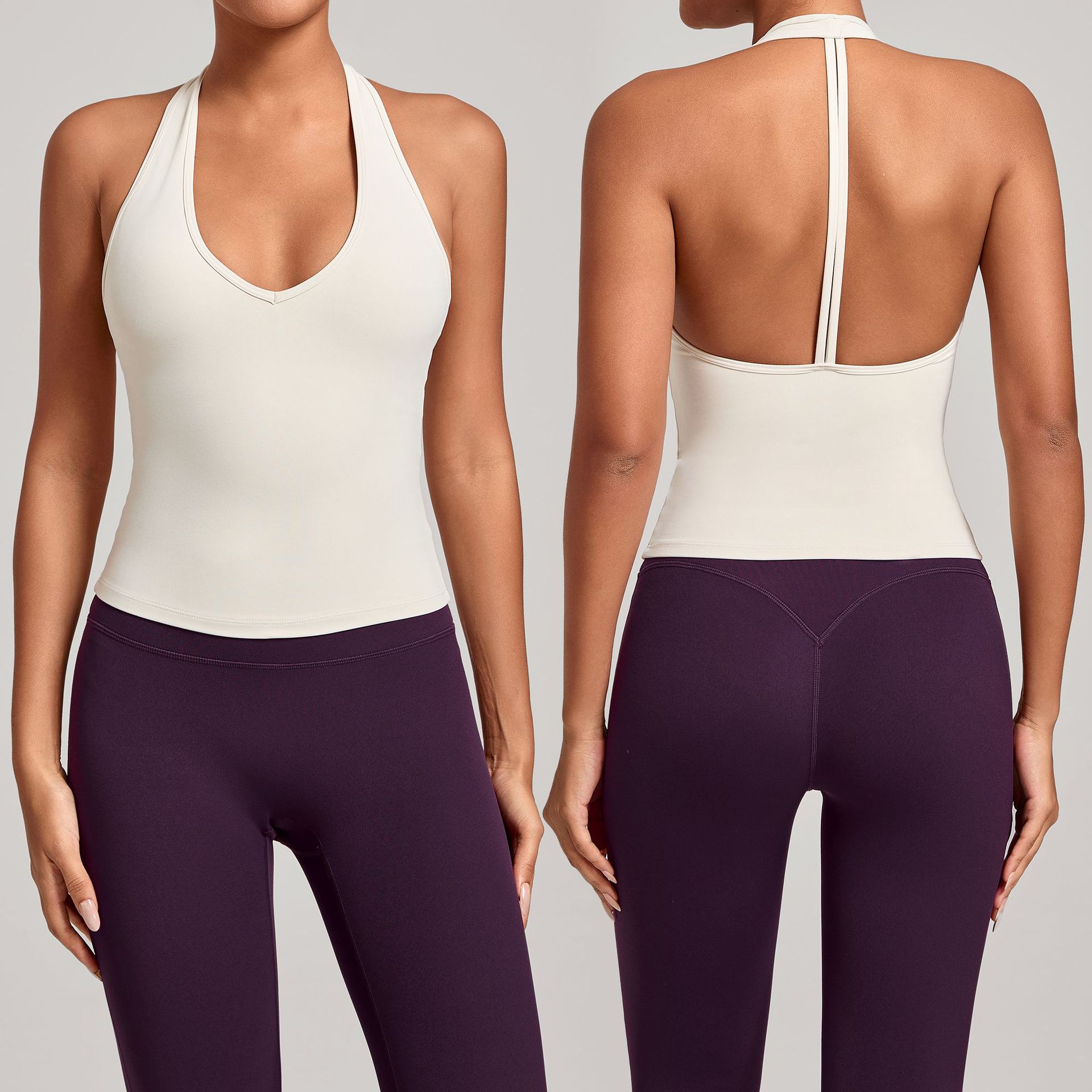 V-neck Tight Running Yoga Vest Breathable Quick-drying Fitness tank Tops Women's Outdoor Running Sports Gym Underwear