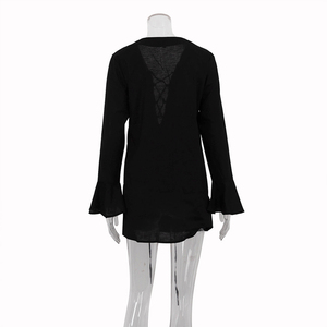 Nuovo arrivo 2025 con lacci Casual svasati a maniche lunghe in <span class=keywords><strong>cotone</strong></span> da donna - Product Image 5