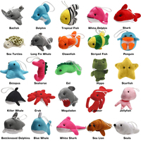 Lot de 25 mini-chaînes porte-clés en peluche en forme de créatures marines, jouets pour sacs, vente en gros à prix réduit