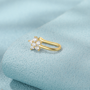 CANNER Bijou de piercing pour le nez, Faux anneau de nez à clipser en forme de fleur avec diamant pétale, pour femmes et filles - Product Image 4