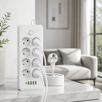 Multiprise professionnelle 8 prises UE 2m avec 4 ports USB + 1 port Type-C à charge rapide, interrupteur principal, pour home cinéma et meuble TV