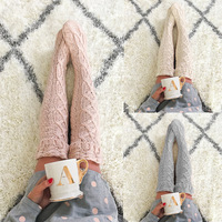 Chaussettes longues chaudes d'hiver en gros pour femmes, chaussettes hautes au-dessus du genou, chaussettes en tricot torsadé épaisses, bas de cuisse, chaussettes tendance à la mode