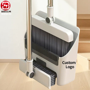 Ensemble <span class=keywords><strong>balai</strong></span> et pelle 3-en-1 pliable et rotatif à long manche pour la maison, avec balayette magique en silicone souple pour nettoyer les sols - Product Image 5