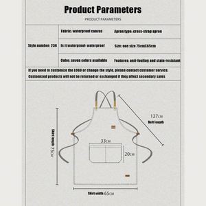 Vente chaude Tabliers personnalisés avec logo, imperméables et résistants à l'huile, en toile, pour restaurant, cuisine, uniforme de mode et jardinage - Product Image 4