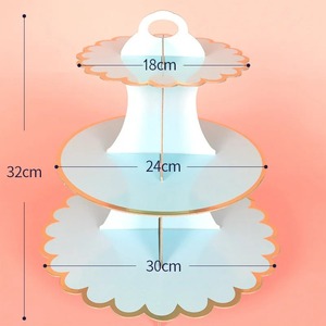 Disposable Multi-layer Paper Cake Rack Birthday Party Decoration Three-layer Hot Stamping Dessert <b>Table</b> Cake Tray Cupcake Stand - Product Image 3