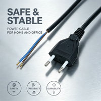 Cable de Alimentación VDE EU de Dos Puntas H03VVH2-F, Enchufe de 2 Pines, 10 2.5A 250V, Cable Desforrable Hembra para Electrodomésticos, Cable de Extensión
