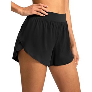 Pantalones cortos para correr atléticos de cintura alta para mujer 2025, pantalones cortos de entrenamiento de gimnasio de secado rápido, pantalones cortos con logotipo de delfín oscuro dividido alto, forro - Product Image 6