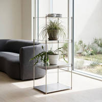 Étagère de présentation modulaire moderne réglable en acier inoxydable, table d'appoint multi-niveaux pour salon, maison, hôtel