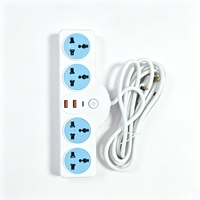 YJOPK 2M Multiprise blanche avec prises universelles bleues, ports USB Type-C et interrupteur principal unique