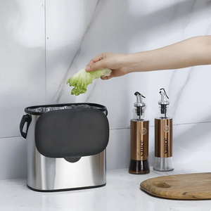 Thiết Kế Mới 5L Chất Thải Bin Nhà Bếp Treo Tường Thép Không Gỉ Chất Thải Bin Chất Lượng Hàng Đầu Phân compost Bin - Product Image 6