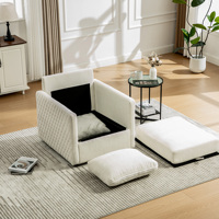 Fauteuil pivotant rembourré en chenille OEM avec rangement dissimulé, accoudoirs capitonnés en forme de losange, fauteuil d'appoint confortable pour salon