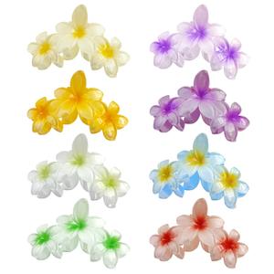 Neues Design Sommer Süße Farbverlauf 3-Blüten Große Haarklammer Mädchen Haaraccessoires Acetat Große Plumeria Haarspange für Frauen - Product Image 3