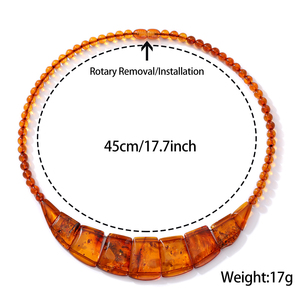 Collar Religioso de Ámbar Báltico Natural Naranja Atardecer de 17g y 45cm con Cuentas Planas Elásticas Tipo Rondelle y Cuerda Decorativa, Ideal para Regalo - Product Image 2