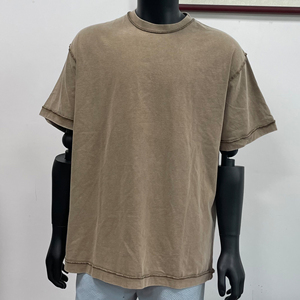 T-shirt Homme OEM en Coton Tricoté Délavé à l'Acide, Grammage Lourd, Col Rond, Manches Courtes, Coupe Ample, Personnalisable par Impression et Broderie, Style Vintage - Product Image 5