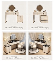 Table de toilette intelligente de luxe moderne avec miroir LED, chargeur sans fil, haut-parleur Bluetooth et armoire de rangement pour chambre d'hôtel