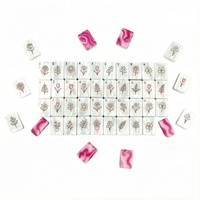 Jeu de Mahjong de Luxe en Acrylique Perlé Gravé, Cadeau de Fêtes, Tuiles de Mahjong Sans Soudure avec Dos Marbré