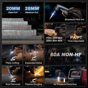 ARCCAPTAIN CUT60 Non-HF 60A Plasmaschneider mit Rückstoß-Pilotbogen 110V/220V Verbessertes Großes LED-Display für Plattenschneiden und Streckmetall - Product Image 2