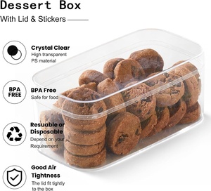 Cangkir & Tutup Plastik Polystyrene Kelas Makanan untuk Dessert, Wadah Persegi Panjang Transparan untuk Tiramisu, Puding Buah & Mousse - Product Image 5