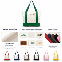 Grand sac fourre-tout en coton bicolore avec poche avant et longues poignées, sac de courses robuste pour cadeau promotionnel d'entreprise