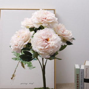 QIHAO Five Headed <b>Peony</b> <b>Artificial</b> Flowers Silk High Simulation Wedding Home Decor - Product Image 2