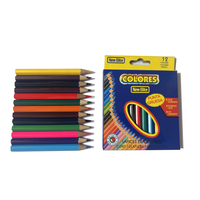 Crayons de couleur hexagonaux courts en bois, 12 couleurs, logo personnalisable, 12 par boîte, crayons d'art pour enfants, certifiés ISO EN71 3.5