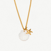 18K chapado en oro de acero inoxidable verano playa joyería moda océano serie colgante estrella de mar Shell perla grava clásico para niñas