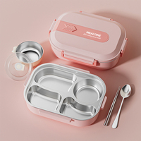 Boîte à bento pour enfants en acier inoxydable avec pot de nourriture isolé sous vide bol à soupe baguettes cuillère